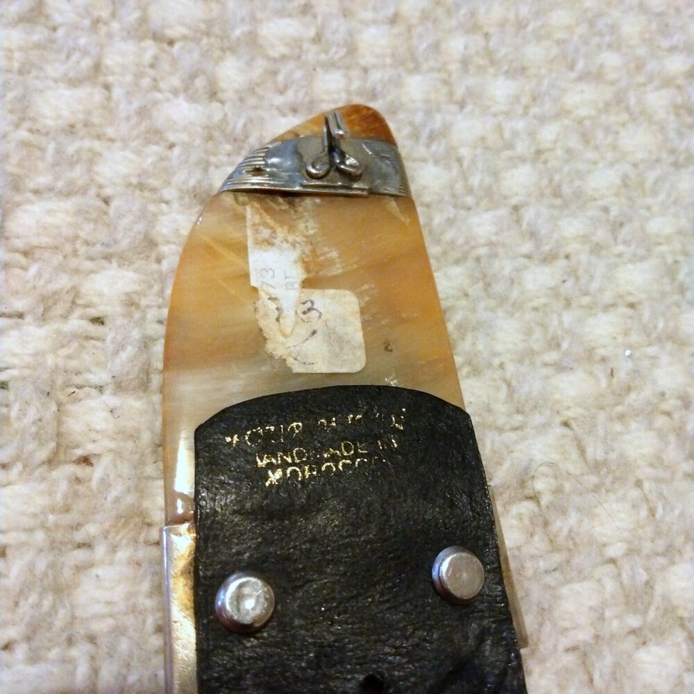 Moroccan Handmade Leather Belt w/Horn-Look Buckle Boho Chic Western Southwestern - Picture 3 of 7